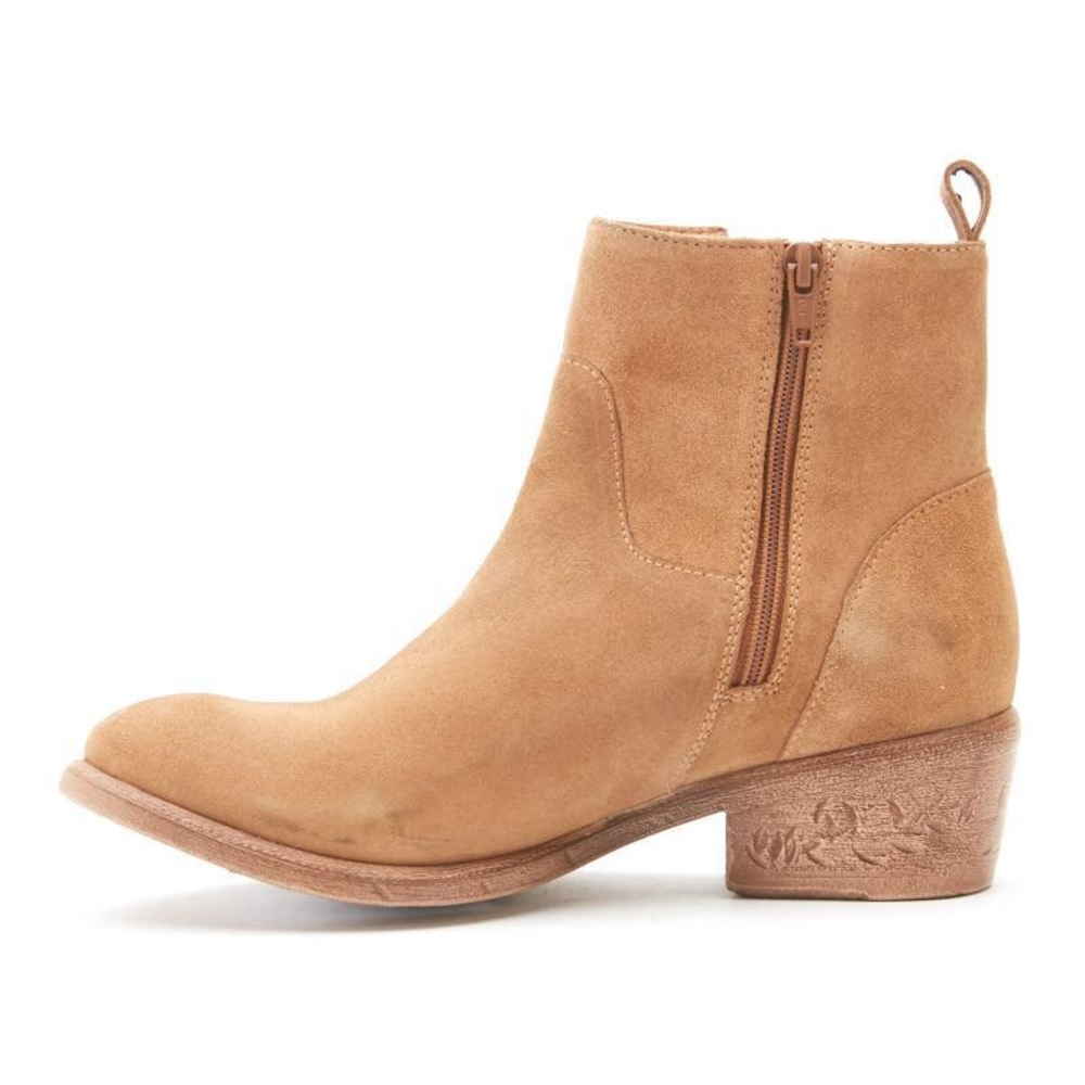 Notched Smooth Suede Distressed Heel Boots - Picture 8 of 8